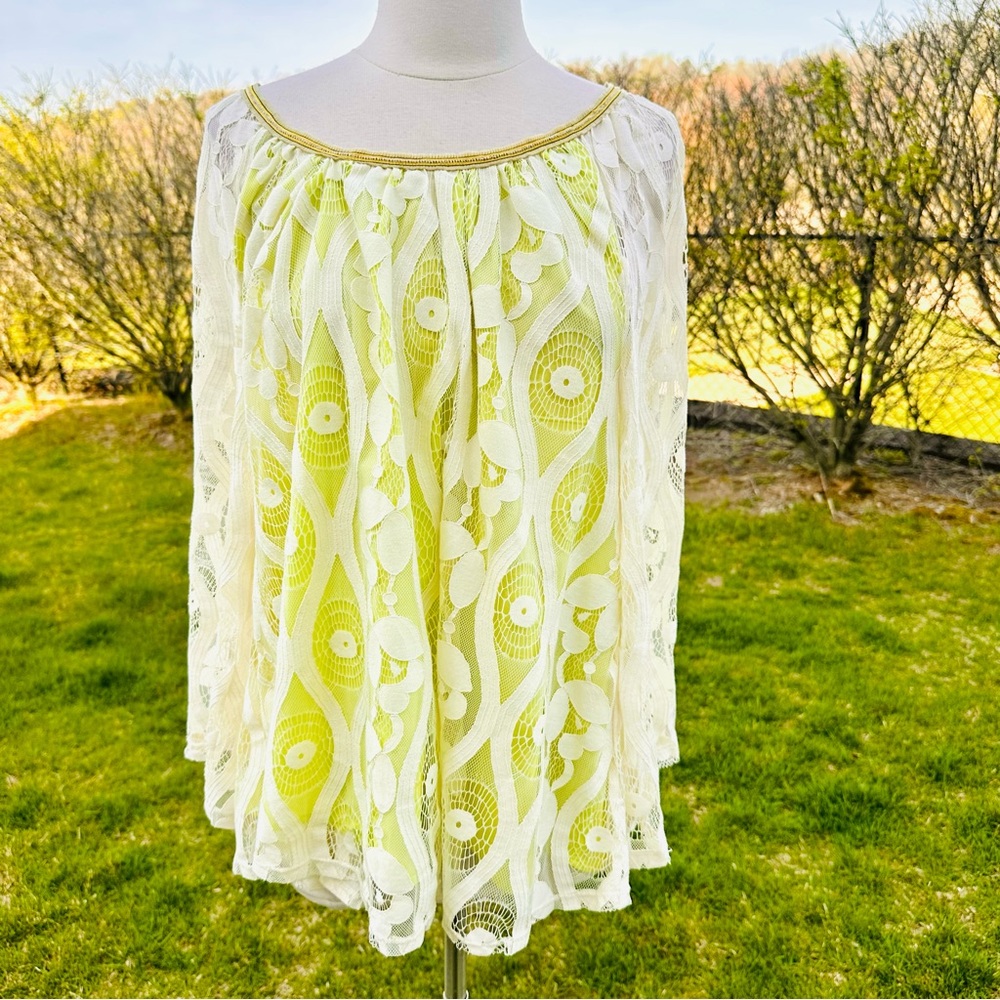 Lane Bryant Floral Lace Overlay Plus Size Top